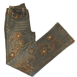 Destiny Floral Embellished Jeans G5386 Size 3/4